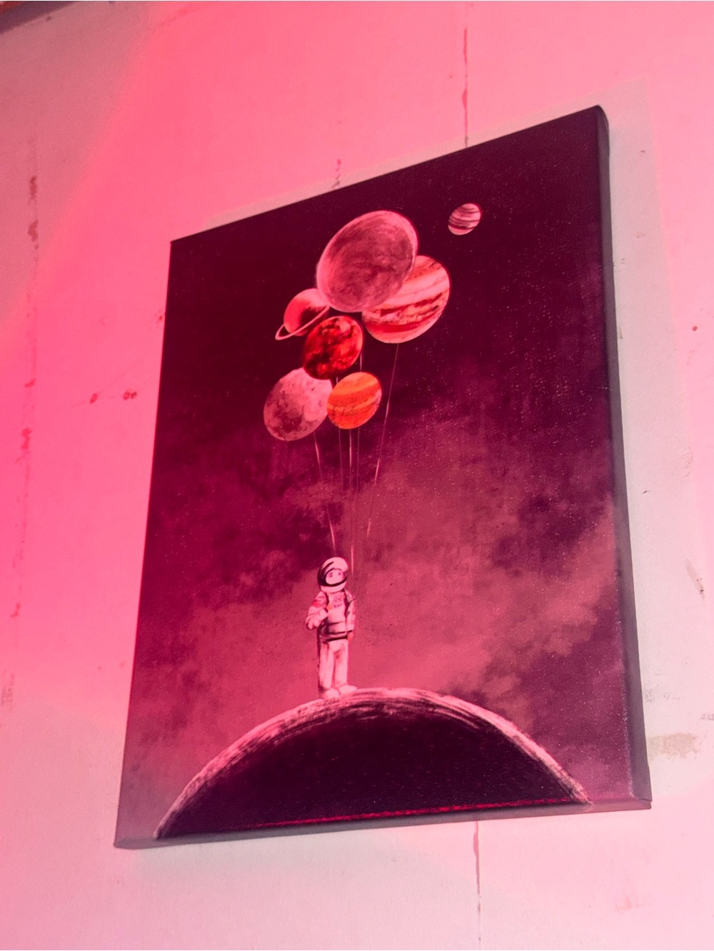 Astronaut Holding Planet Balloons Wall Art
